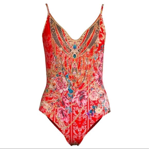 NWT Camilla Crystal V-Neck Red Wired One-piece And The Queen Wore Red - Picture 5 of 10